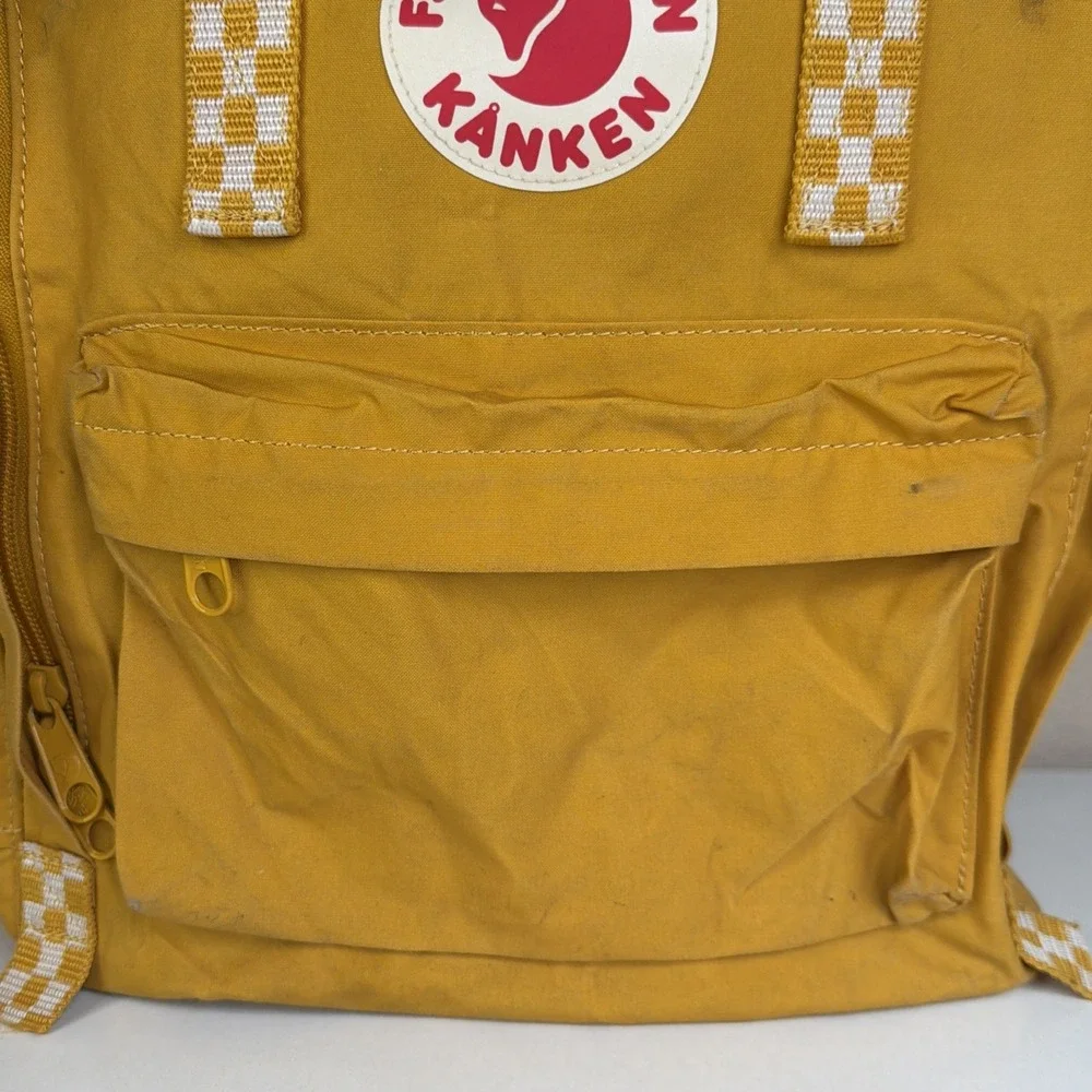 Fjallraven Kanken Checkered Backpack Ochre chess pattern Yellow